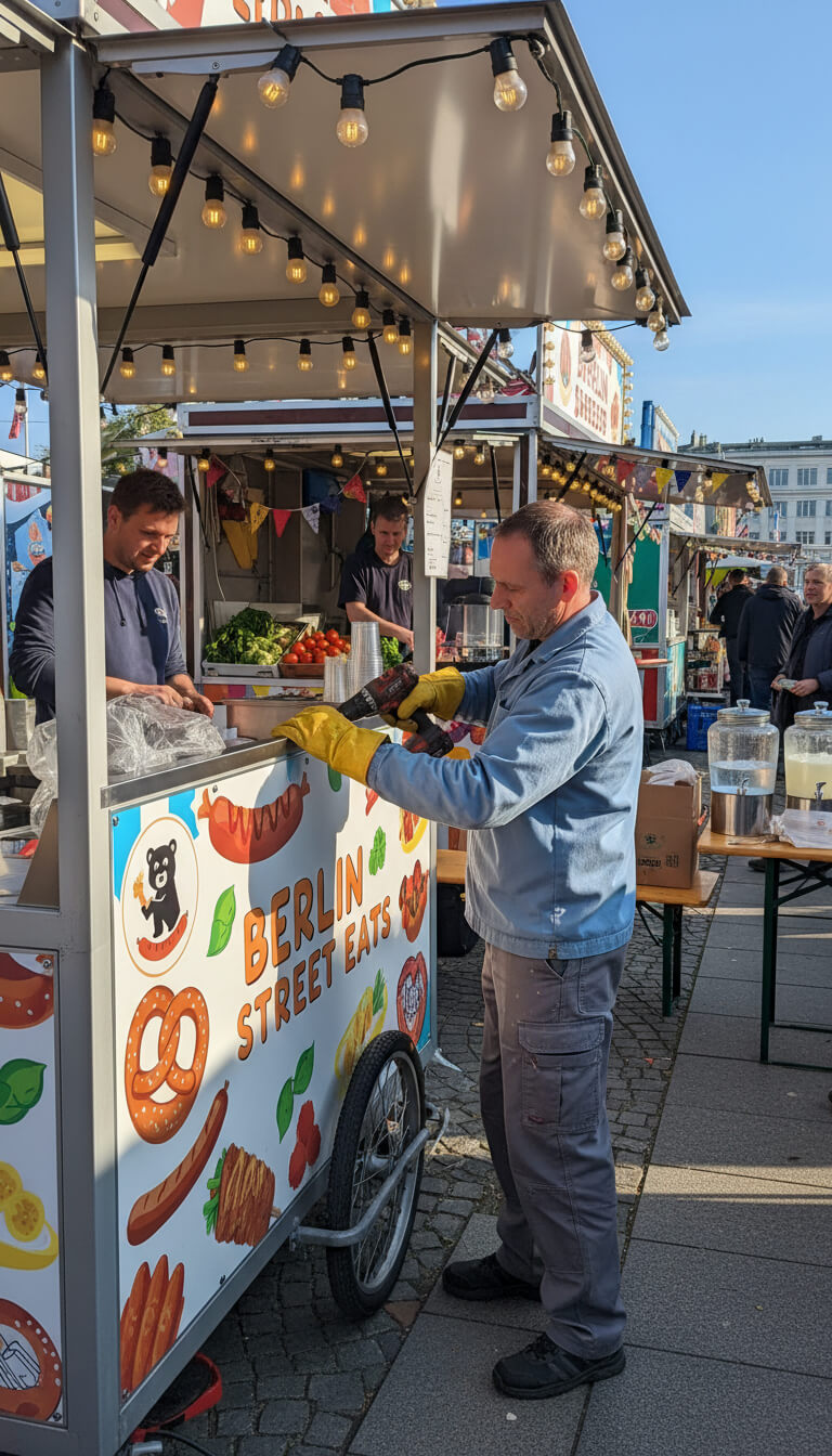 Alu Dibond Montage an einem Foodtruck